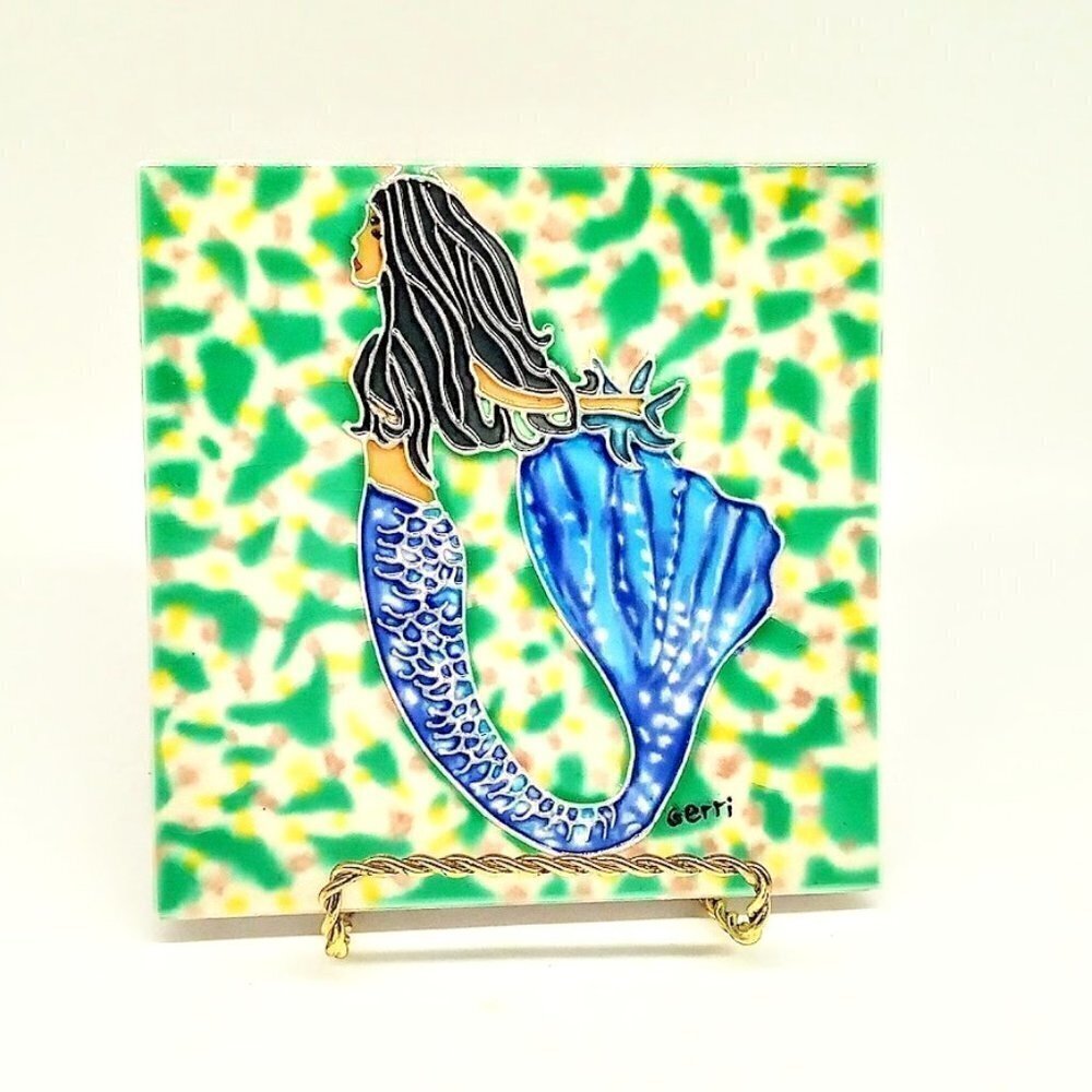Gerri Mermaid Glass Ceramic Square Tile